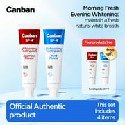 Canban Oral Shark Probiotics Fresh Whitening Toothpaste Set (Fresh Jasmine Flavor)+(Cool Mint Flavor) 120g+20g * 2