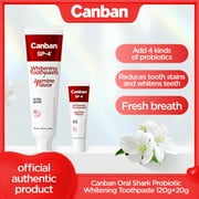 Canban Oral Shark Probiotics Whitening Toothpaste 120g Comes with 20g Travel Kit (Fresh Jasmine Flavor)