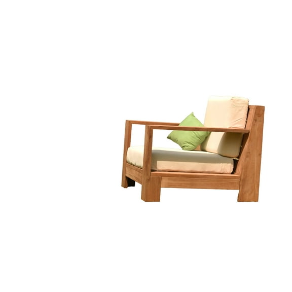 Canberra 1 Pc Lounge Chair Set: Lounge Chair With Cushions in Sunbrela Fabric #5404 Canvas Natural