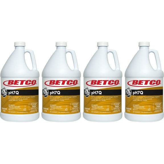 Betco pH7Q Disinfectant Liquid Bottle Pleasant Lemon Scent 128 oz. 4/Carton (3160400)