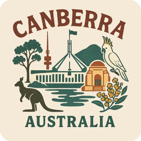 Canberra Australia Keepsakes Souvenir Vinyl Sticker – Destination Travel Keepsake Collectible (3-Inches Wide)