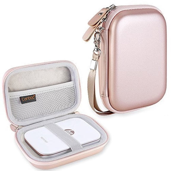 Canboc Carrying Case for HP Sprocket Portable Photo Printer and (2nd Edition), Polaroid Zip Mobile Printer, Lifeprint 2x3 Photo and Video Printer, Mesh Pocket fit Photo Paper and Cable, Rose