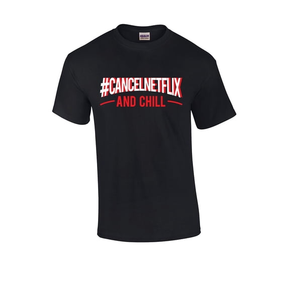#CancelNetflix and Chill Cancel Subscription Boycott Unisex Adult Short Sleeve T-shirt-Black-small