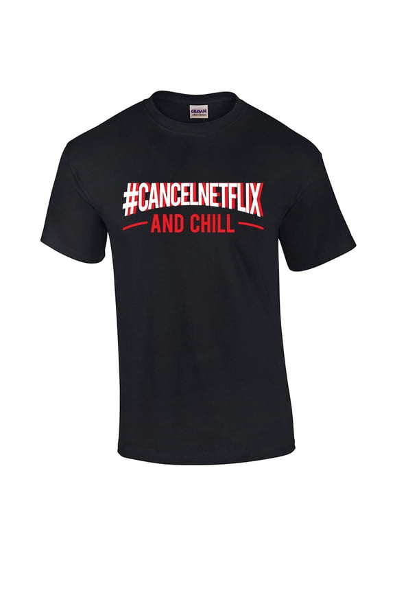#CancelNetflix and Chill Cancel Subscription Boycott Unisex Adult Short Sleeve T-shirt-Black-xxxl