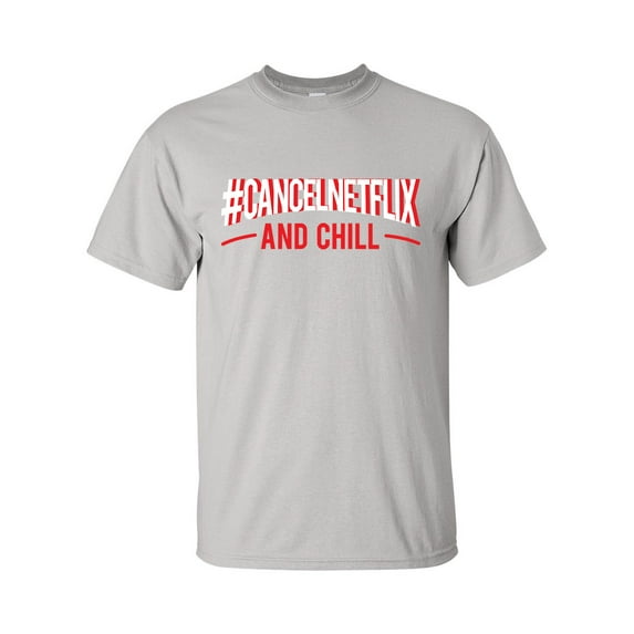 #CancelNetflix and Chill Cancel Subscription Boycott Unisex Adult Short Sleeve T-shirt-Ice Grey-xxxl