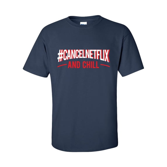 #CancelNetflix and Chill Cancel Subscription Boycott Unisex Adult Short Sleeve T-shirt-Navy-xl