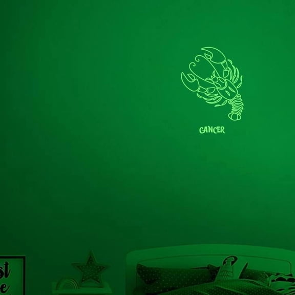 Cancer Animal constellation Vinyl Decal Sticker Luminescent Neon Glow Lime Green Industrial Grade USA-Made Wall Bumper Window Zodiac Atlas Stars Kid Room 15" inch Large
