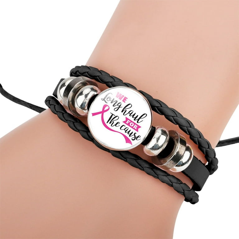 Cancer Awareness Cute Care Around The Accessories Handmade Leather Bracelet Women Bracelets
