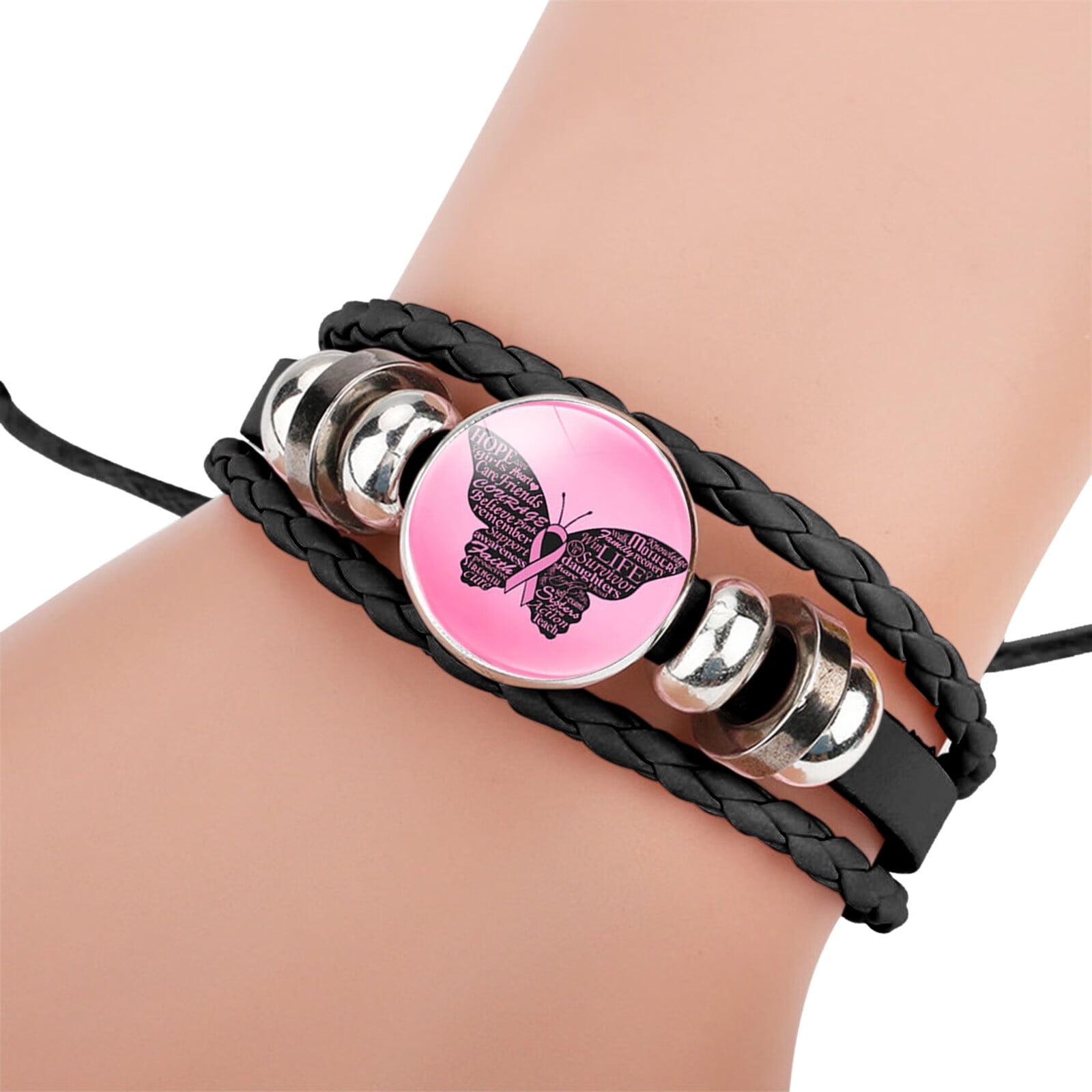 Cancer Awareness Cute Care Around The Accessories Handmade Leather Bracelet Women Bracelets Walmart