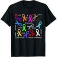 thumbnail image 1 of Cancer Awareness - Fight Cancer Ribbons T-ShirtMen's and women's gift, black and white T-shirt, size: Extra large S-4XL, 1 of 4