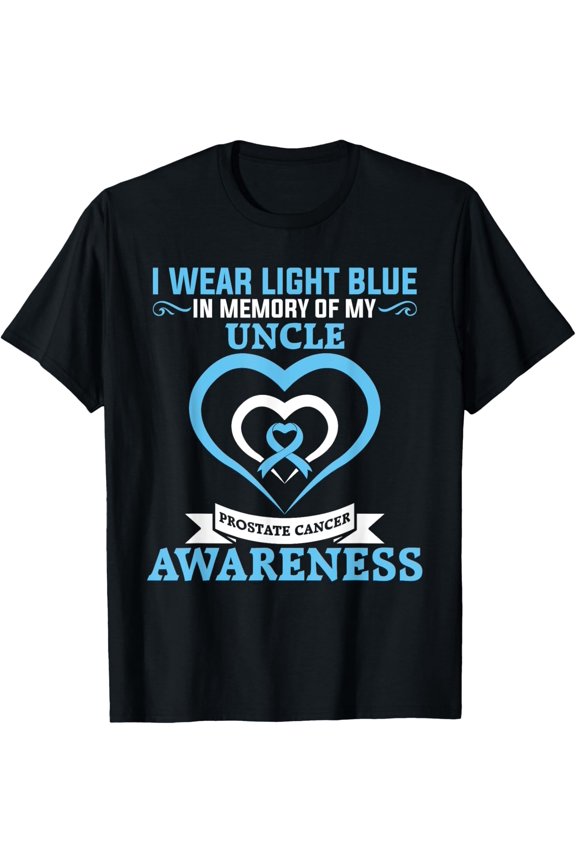 Cancer Awareness In Memory Of My Uncle Light Blue Graphic T-Shirt
