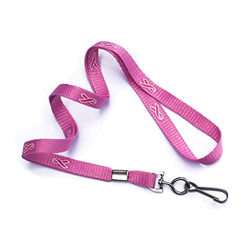 Cancer Awareness Lanyard With Swivel Hook Ribbon Print Key Chain