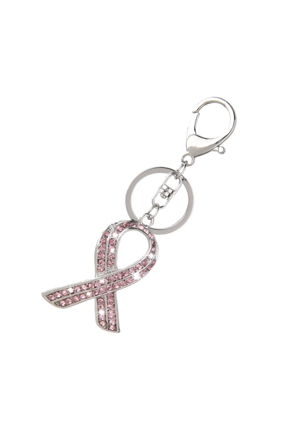 Cancer Awareness Pink Ribbon Keychain Bag Charm Gift