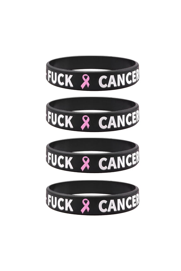 Cancer Awareness Rubber Bracelet Funk Cancer Fight Cancer Wristbands Pink Breast Ribbon Silicone Bracelets Cancer Support Jewelry Awareness Alert Gift for Patients,Family,Lover,Friends