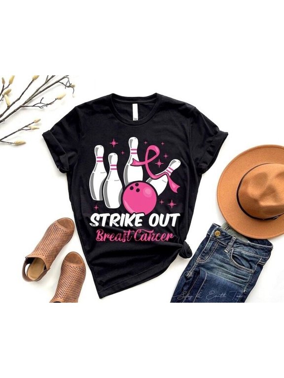 Cancer Awareness Shirt, Breast Cancer Shirt, Support Shirt, Strike Out Bowlin...