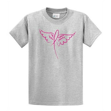 Cancer Awareness Short Sleeve T-shirt Ribbon Angel Wings-Lightgrey-Small