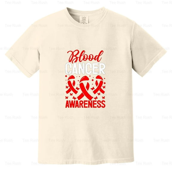 Cancer Awareness Support Red Ribbon Gift, Leukemia, Lymphoma, Fight, Comfort Color T-Shirt Unisex, up to 4XL
