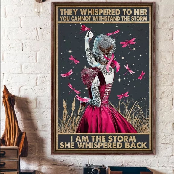 Cancer Breast They Whispered To Her You Cannot Withstand The Storm- Vintage Wall Arttrendy Retro Print Room Decor Wall Art , Poster Only
