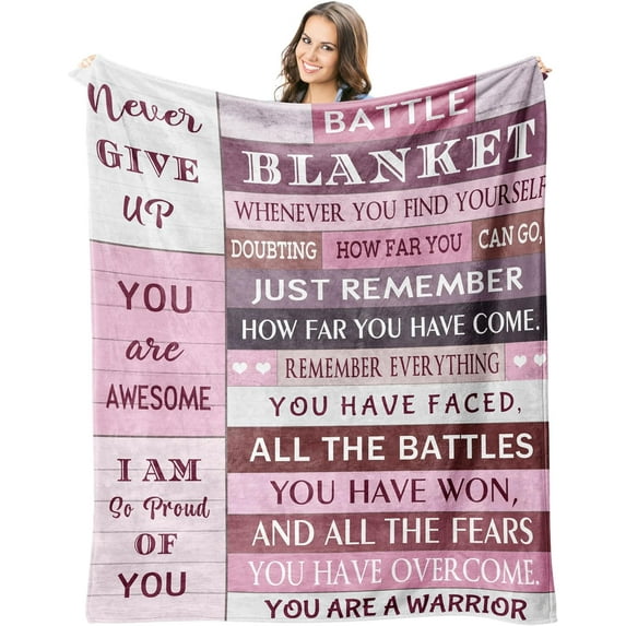 Cancer Care Gifts for Women Blanket 60"X50", Breast Woman Cancer Gifts for Woman, Chemotherapy Must Haves for Women, Cancer Comfort Gifts Chemo Patients Throw Blankets