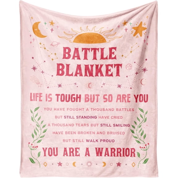 Cancer Care Gifts for Women, Get Well Soon Gifts Blanket 60''''x 80'''' for Her Him, Cancer Fighter Inspirational Quote Chemo Patient Gift - Meaningful Caring Message Battle Blanket