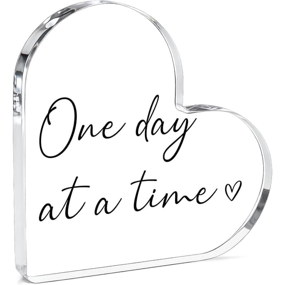 Cancer Care Gifts for Women Men, Chemo Get Well Gifts Surgery Recovery Gift for Cancer Patients Motivational One Day at a Time Acrylic Heart Plaque Keepsake