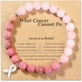 thumbnail image 2 of Breast Awareness Bracelet For Women, Ribbon Charm Beaded 2 of 11