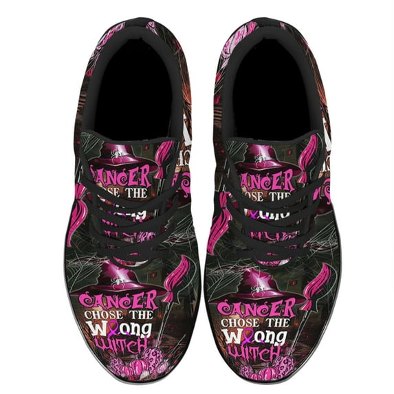 Cancer Chose The Wrong Witch Shoes Women's Fashion Sneakers Tennis Running Shoes for Men Women Black Size 5