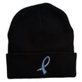 thumbnail image 1 of Cancer Color Ribbon Embroidered Long Beanie - Periwinkle OSFM, 1 of 5
