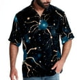 thumbnail image 1 of Cancer Constellation Men's Short Sleeve Poplin Shirt, Casual Printed Button Down Top for Summer Beach, Spread Collar Unisex Beach Shirt, 1 of 6