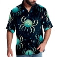 thumbnail image 1 of Cancer Constellation Men's Short Sleeve Poplin Shirt, Casual Printed Button Down Top for Summer Beach, Spread Collar Unisex Beach Shirt, 1 of 6