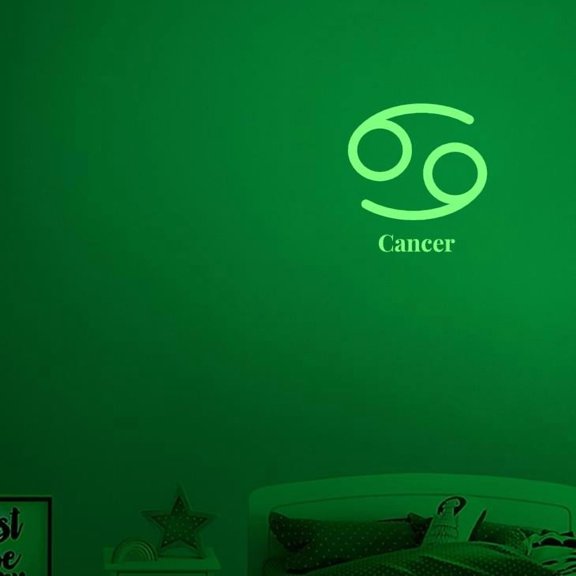 Cancer Constellation Vinyl Decal Sticker Luminescent Neon Glow Lime Green Industrial Grade USA-Made Wall Bumper Window Zodiac Atlas Stars Kid Room 15" inch Large