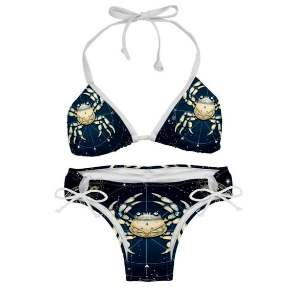 Cancer Constellation Women's Swimwear Bikini Set with Detachable Sponge and Adjustable Strap - Two-Pack, Beach Vacation-ready