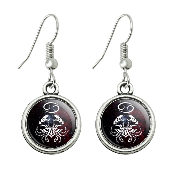 Cancer Crab Zodiac Sign Horoscope in Space Novelty Dangling Drop Charm Earrings