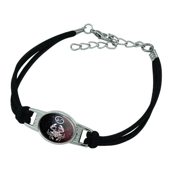 Cancer Crab Zodiac Sign Horoscope in Space Novelty Suede Leather Metal Bracelet