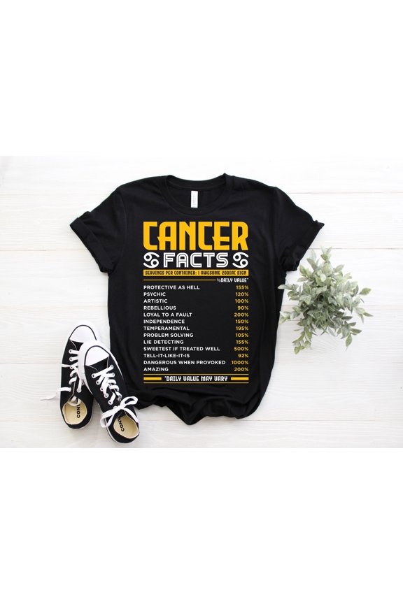 Cancer Facts Traits Horoscope Zodiac Astrological Sign Funny T-Shirt, Born June 21 to July 22, Gifts, Cancer Birthday Christmas Present Tees