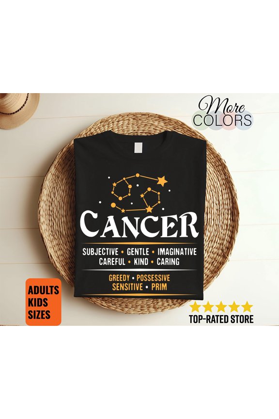 Cancer Facts Traits Horoscope Zodiac Astrological Sign Funny T-Shirt, Born June 21 to July 22, Gifts, Cancer Birthday Christmas Present Tees