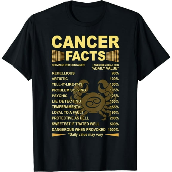 Cancer Facts Zodiac Funny Cancer Birthday Gift Tee T-Shirt