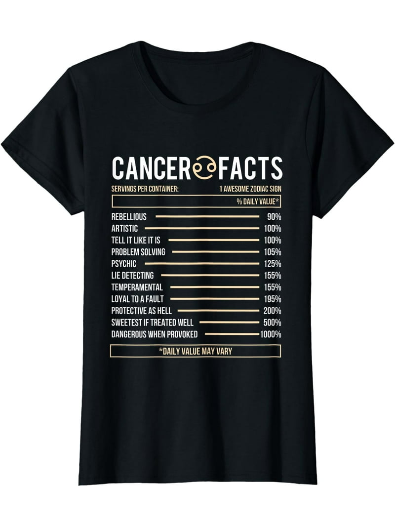 Cancer Facts - Zodiac Sign Birthday Horoscope Astrology T-Shirt -  Walmart.com, image size:800x1067