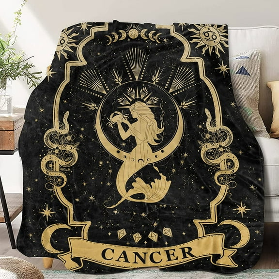 Cancer Gifts, Cancer Zodiac Blanket 60"X50", Cancer Zodiac Gifts for Women Moon Constellation Throw Blanket Astrology Decor Witchy Cancer Birthday Gifts Gothic Soft Blanket