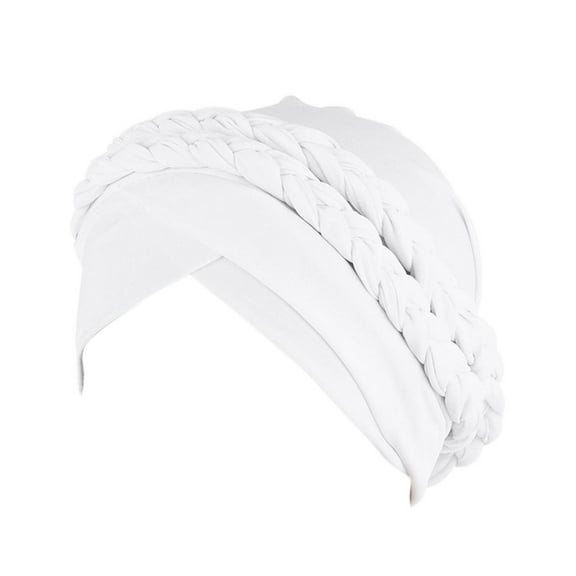 Cancer Headwear for Women Chemo, Audhol Chemo Cancer Head Hat Cap Ethnic Bohemian Pre-Tied Twisted Braid Hair Cover Wrap Turban Headwear Head Coverings for Women White One Size