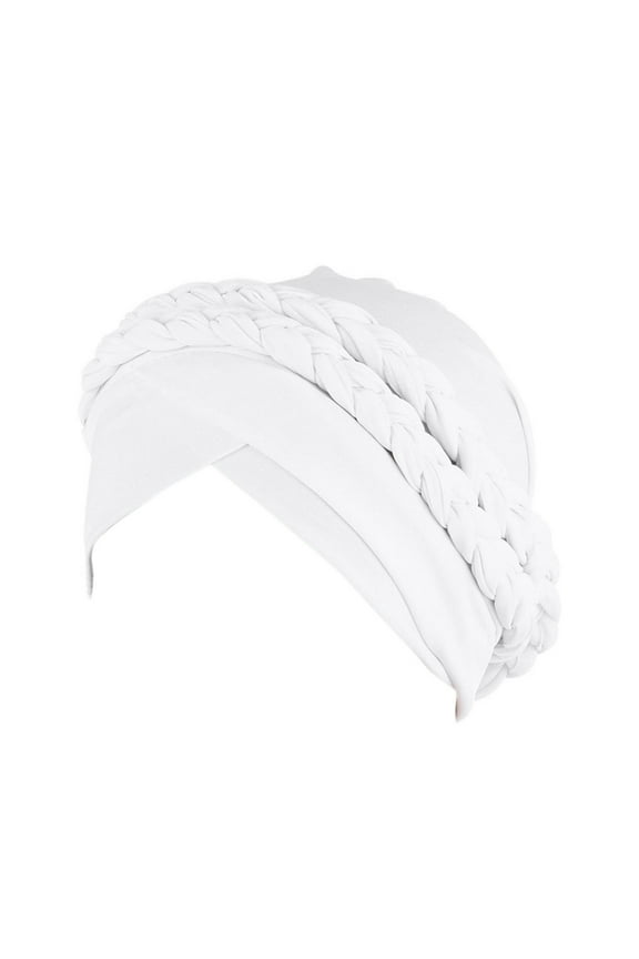 Cancer Headwear for Women Chemo, Audhol Chemo Cancer Head Hat Cap Ethnic Bohemian Pre-Tied Twisted Braid Hair Cover Wrap Turban Headwear Head Coverings for Women White One Size