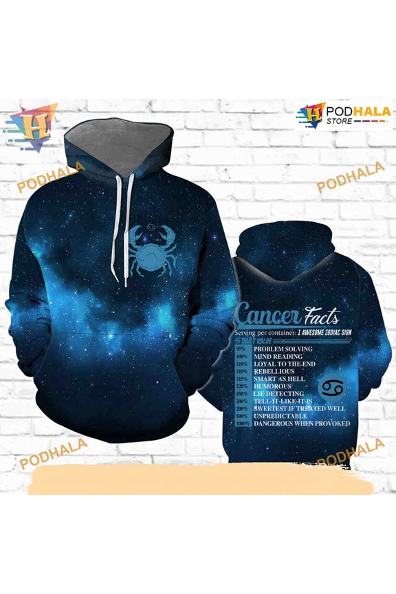 Cancer Horoscope Zodiac Christmas All Over Printed 3D Hoodie T-Shirt