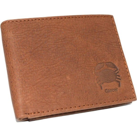 Cancer Men's RFID Blocking Real Leather Bifold Trifold Zodiac Sign Wallet Bifold
