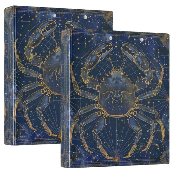 Cancer Of Zodiac Hardcover 3 Ring Binder 1.5” Round Rings Letter Size Paper Pockets for School Office Supplies