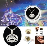 Cancer Pendant 16 Necklace Set Love Pearl Kit, Unisex Teens and Adults, Silver Color