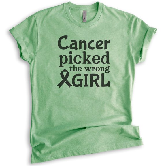 Cancer Picked The Wrong Girl Shirt, Unisex Women's Shirt, Cancer Support Shirt, Cancer Awareness Shirt , Heather Apple Green, XX-Large