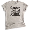 thumbnail image 1 of Cancer Picked The Wrong Girl Shirt, Unisex Women's Shirt, Cancer Support Shirt, Cancer Awareness Shirt , Light Silk Gray, XX-Large, 1 of 6