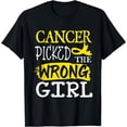 thumbnail image 1 of Cancer Picked The Wrong Girl Yellow Ribbon T-Shirt, 1 of 4
