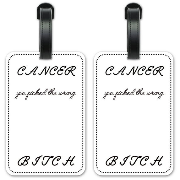 Cancer Picked the Wrong Woman - Luggage ID Tags / Suitcase Identification Cards - Set of 2