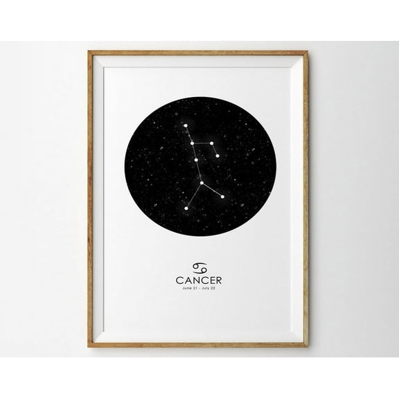 Cancer Print Cancer Zodiac Print Constellation Print Star Map Print Zodiac Print Astrology Print Zodiac Art Print Astronomy Print Modern Art Wall Art, Modern Wall Decor, 8x12 UNFRAMED